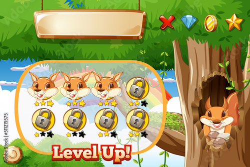 Game template with squirrel in forest