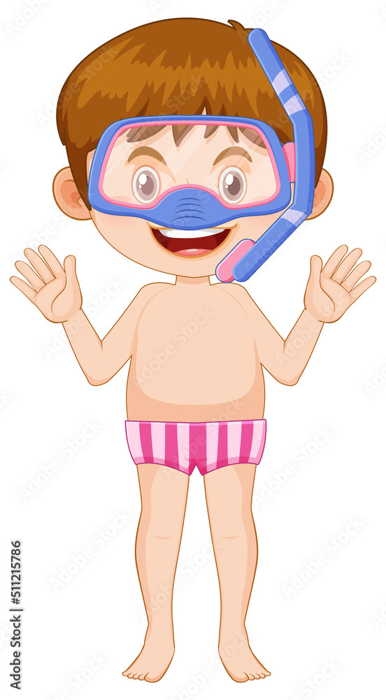 Boy wearing snorkel wearing swimming suit Boy wearing snorkel wearing swimming suit