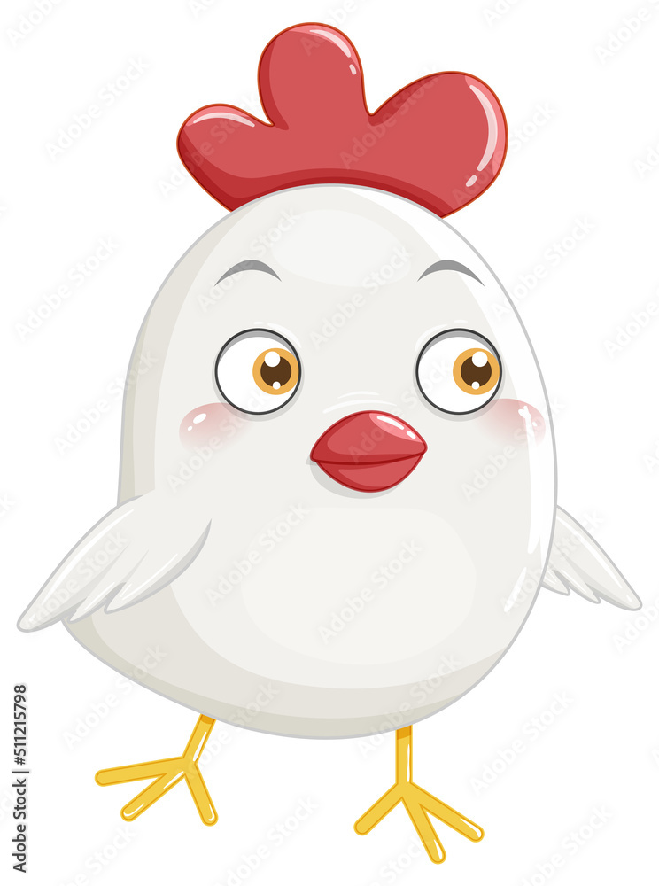 White little chicken in cartoon style White little chicken in cartoon style