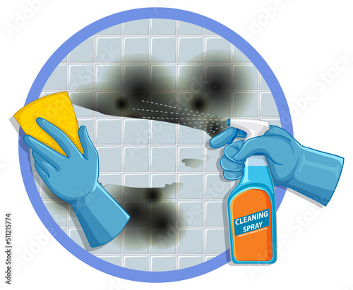 Cleaning spray with mold on the wall