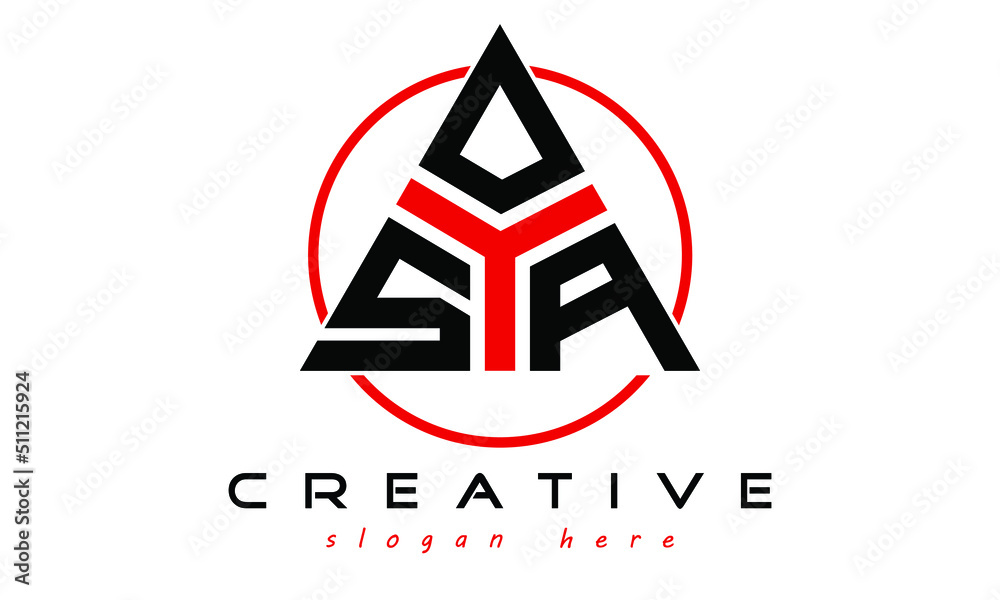 Soa Lettering Turned SOA three letter creative triangle shape in circle logo design vector ...