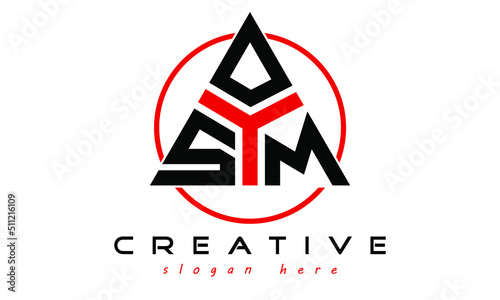 SOM three letter creative triangle shape in circle logo design vector template. typography logo | Letter mark logo | initial logo | wordmark logo | minimalist logo | gaming logo | emblem logo
