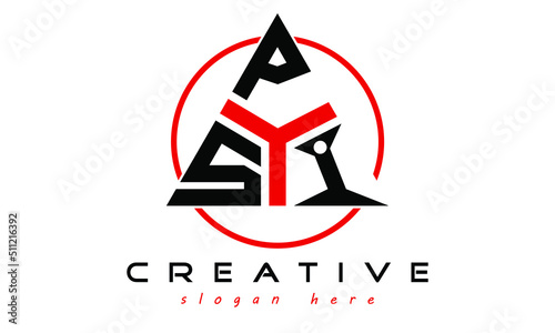 SPI three letter creative triangle shape in circle logo design vector template. typography logo | Letter mark logo | initial logo | wordmark logo | minimalist logo | gaming logo | emblem logo
