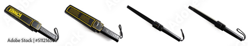 Set of hand-held metal detector isolated on white background. Clipping path.
