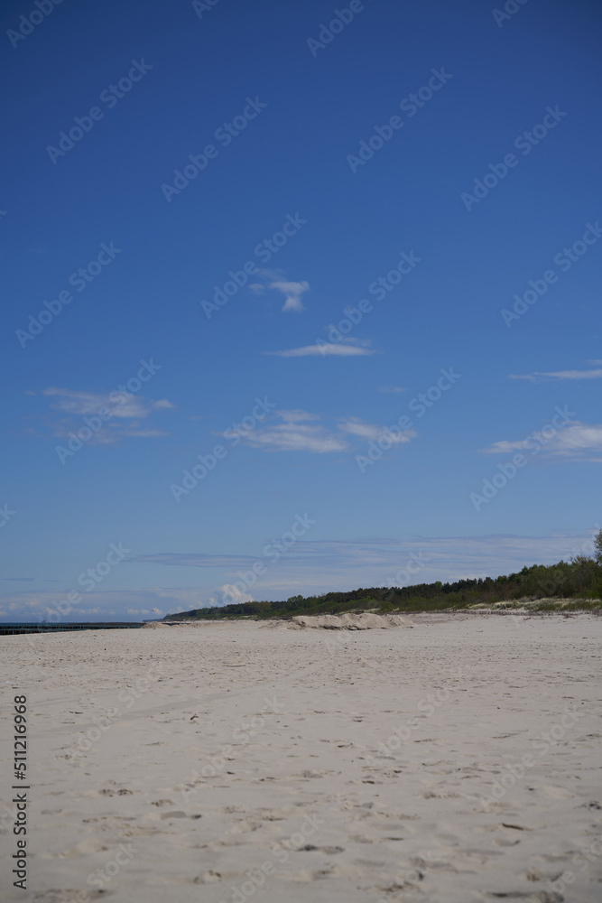 Minimalistic landscape of a seaside. Panorama of a simple seascape