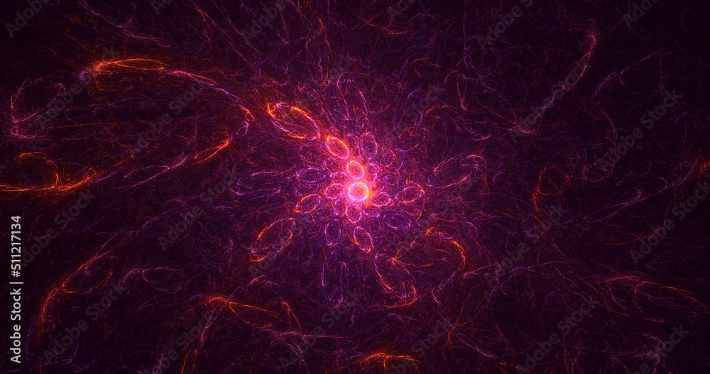 3D rendering abstract multicolor fractal light background