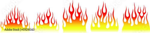 Fire flames isolated on white background. Tribal tattoo design.