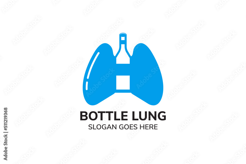 bottle lung logo design template. vector illustration use blue colors. 