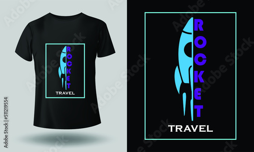rocket travel typography t-shirt design for print. Trendy typography and stylish design vector illustration. photo