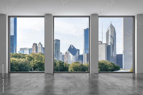 Obraz na plátně Downtown Chicago City Skyline Buildings from High Rise Window