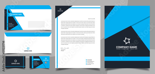 Corporate brand identity, stationary, letterhead, business card, envelope, cover design template