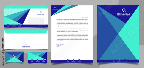 Corporate brand identity, stationary, letterhead, business card, envelope, cover design template