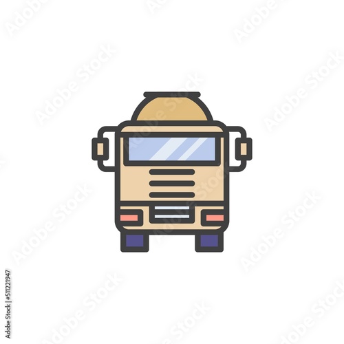 Concrete Mixer Truck filled outline icon