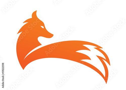 A symbol of a stylized red fox.