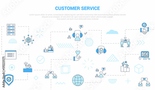 customer service concept with icon set template banner with modern blue color style