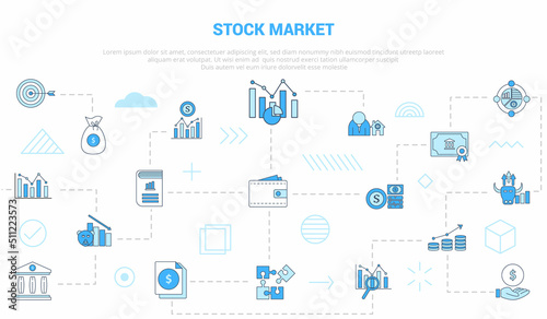 stock market concept with icon set template banner with modern blue color style