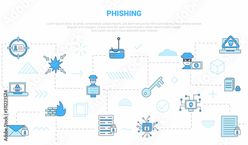 Fototapeta Naklejka Na Ścianę i Meble -  phishing concept with icon set template banner with modern blue color style