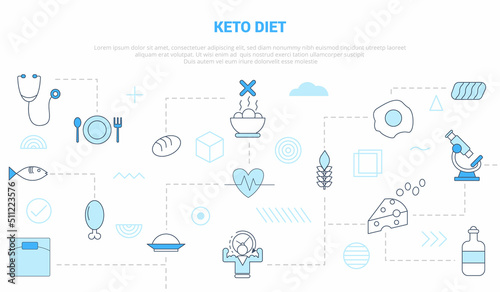 keto diet concept with icon set template banner with modern blue color style photo