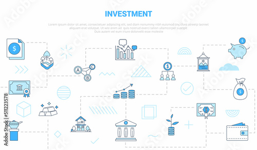 investment concept with icon set template banner with modern blue color style