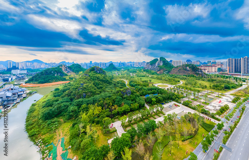 Aerial photography of landscape park in Guilin, Guangxi, China © Weiming