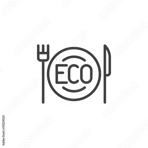 Eco-friendly tableware line icon