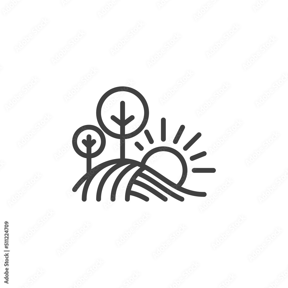 Obraz premium Nature landscape line icon