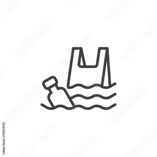 Ocean pollution line icon