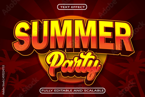Summer Party Editable Text Effect 3 Dimension Emboss Modern Style