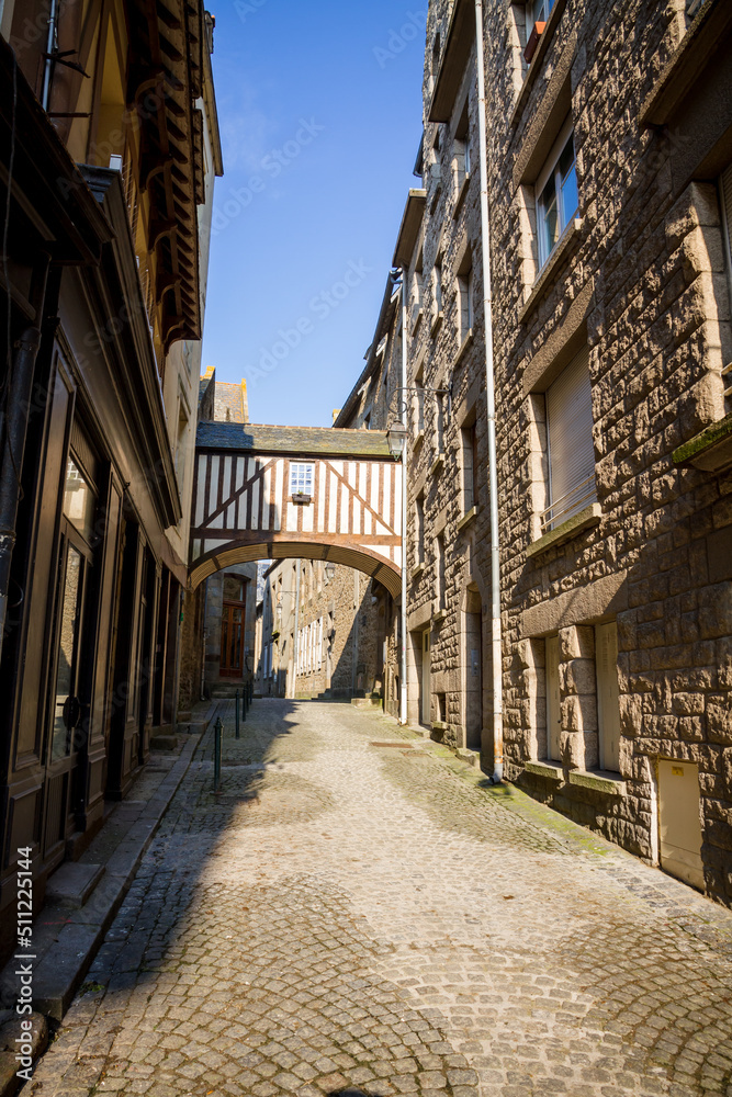 Street in the city of Saint-Malo, Brittany, France
