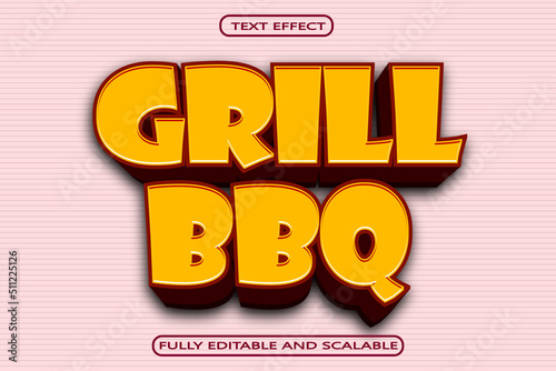 Grill Bbq Editable Text Effect 3 Dimension Emboss Modern Style