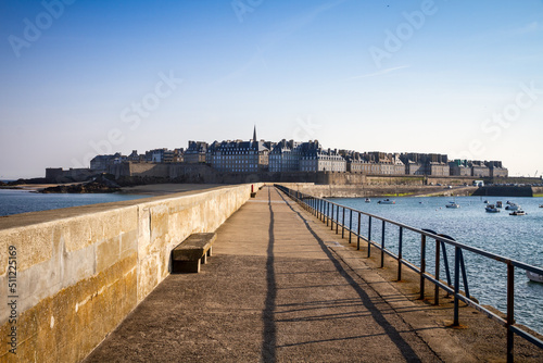 Saint-Malo city view from the lighthouse pier  Brittany  France