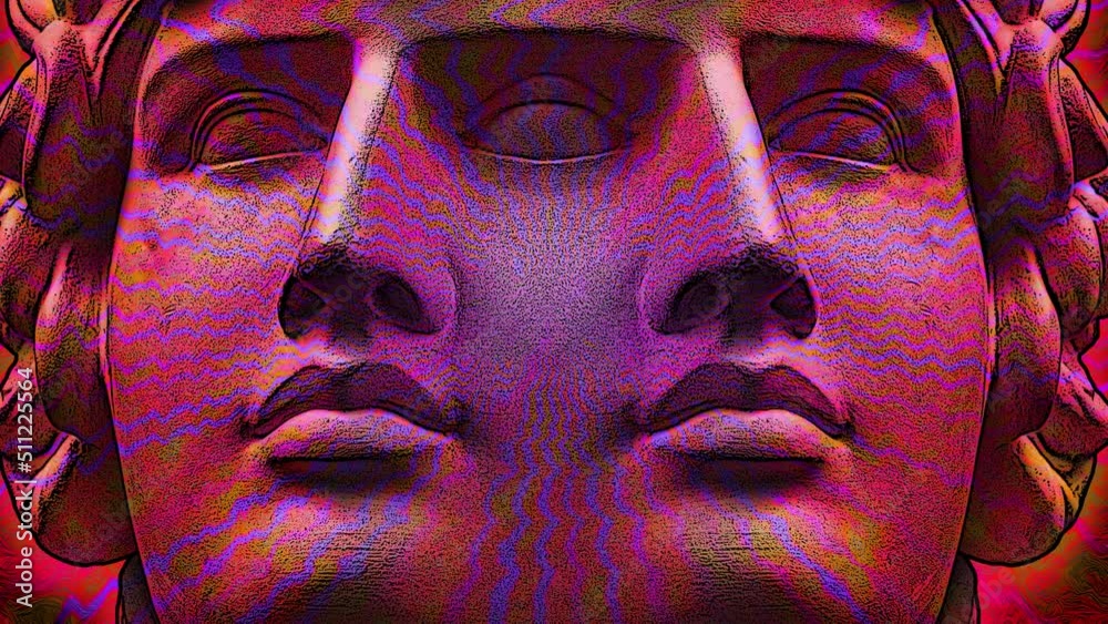 Modern creative concept video 4K with ancient statue head. GIF ...