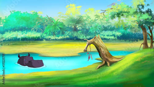 Big Hippo in a River