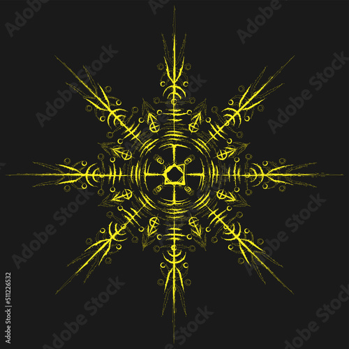 Circle yellow viking rune symbol