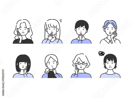困っている女性のイラストセット