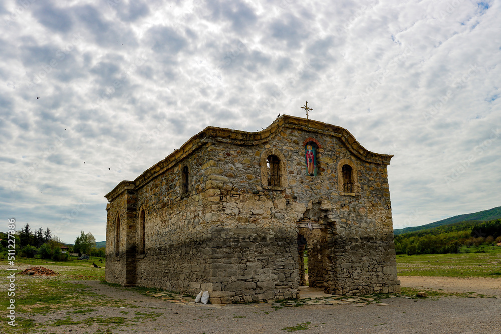 The submerged church of St. Ivan Rilski on Zhrebchevo dam when is not under water