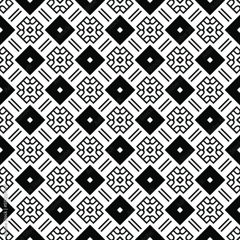 Vector seamless pattern. Modern stylish texture. Monochrome geometric pattern. Abstract background with hexagonal and triangular texture. Black and white seamless grid line .Simple minimalist pattern.