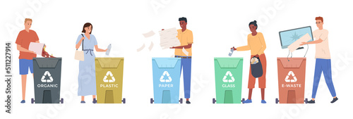 People Sorting Waste Flat