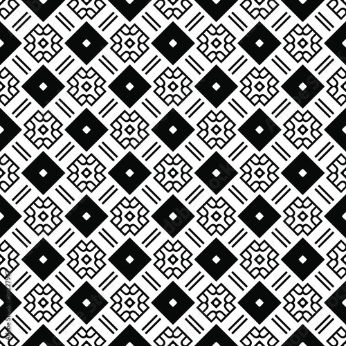 Vector seamless pattern. Modern stylish texture. Monochrome geometric pattern. Abstract background with hexagonal and triangular texture. Black and white seamless grid line .Simple minimalist pattern.