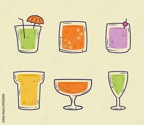cocktails drinks six icons