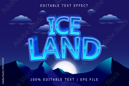 Ice Land Editable Text Effect 3 Dimension Emboss Modern Style