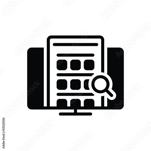 Black solid icon for examining