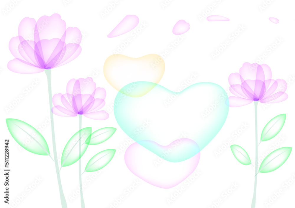 background flowers pink blue heart pink yellow