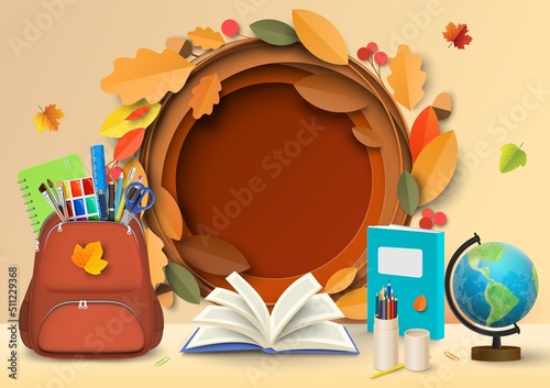 Back to school paper cut vector illustration