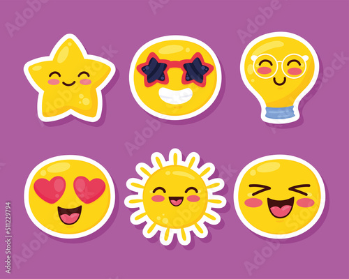 six stickers kawaii
