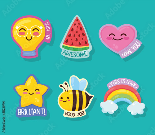 six positive messages stickers photo