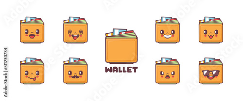 wallet cartoon vector illustration. symbols, emoticons, cartoons