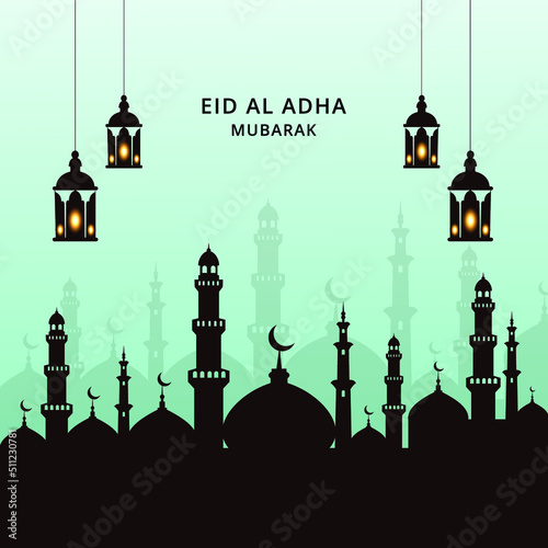 Realistic eid mubarak wishes card with crescent festival nice background template 10