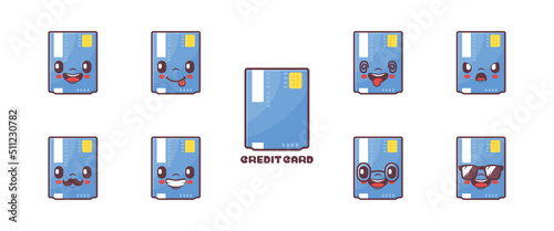 credit card cartoon vector illustration. symbols, emoticons, cartoons