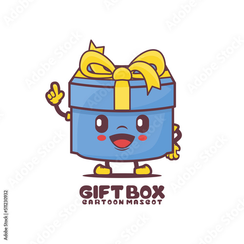 gift box cartoon mascot. vector illustration
